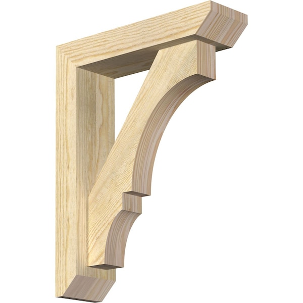 Ekena Millwork Balboa Slat Rough Sawn Bracket w/ Offset Brace, Douglas Fir, 4"W x 14"D x 18"H BKT0402X14X18BOA06RDF - main